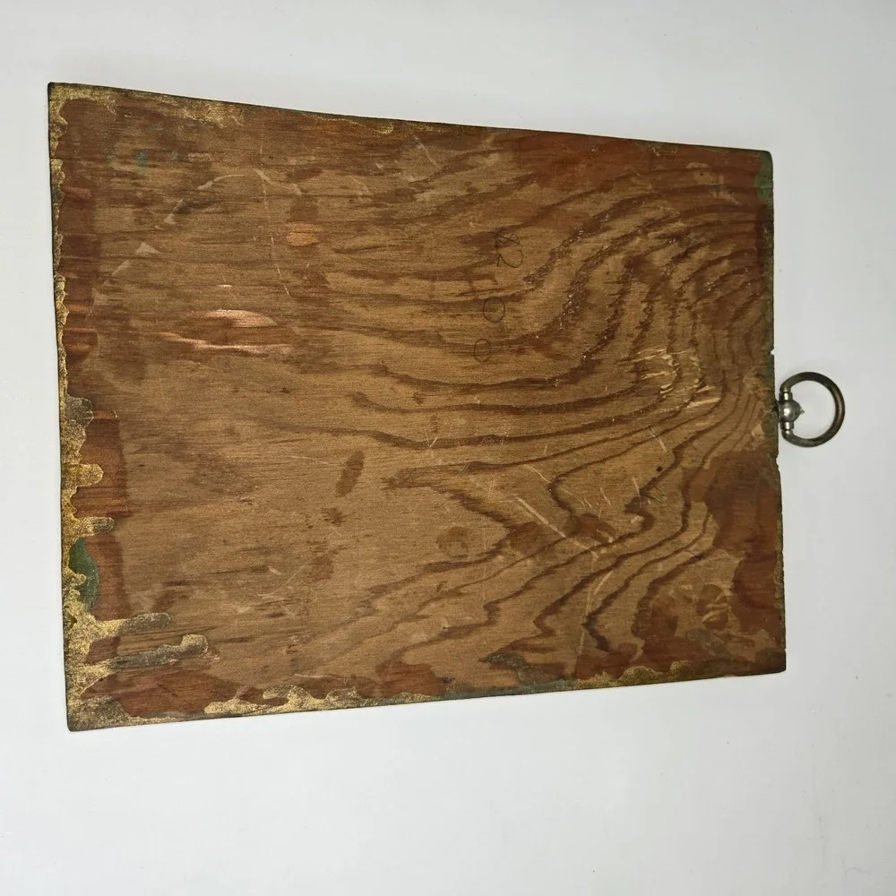 Vintage Big Eye Girl Wood Plaque‎ 1970s MCM Wall Art Sunflower Sombrero Kitsch